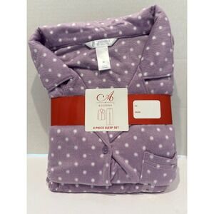 Adonna Womens XL Purple Polka Dot Fleece 2-Piece Pajama Sleep Set New 112-2725